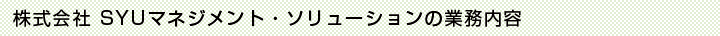 株式会社SYUマネジメント・ソリューションの業務内容