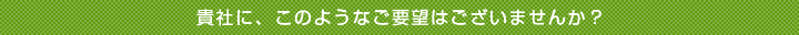 貴社に、このようなご要望はございませんか？